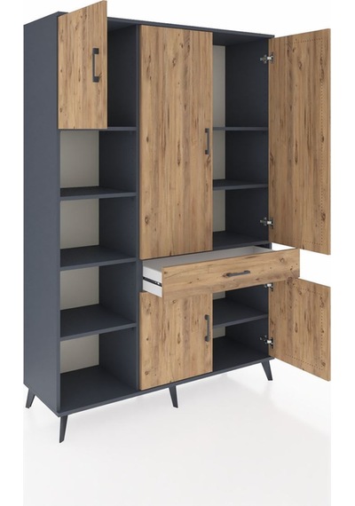 Hyperion Dolap 8 Raflı Tek Çekmeceli 5 Kapaklı 132x44x195 Antrasit-çam/çam Atlas Çam/atlas Çam Hyperion Dolap 8 Raflı Tek Çekmeceli 5 Kapaklı 132x44x195 Antrasit-çam/çam Atlas Çam/atlas Çam