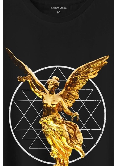 Golden Angel Altın Statue Heykel Urban Streetwear Baskılı Tişört Unisex T-shirt 001