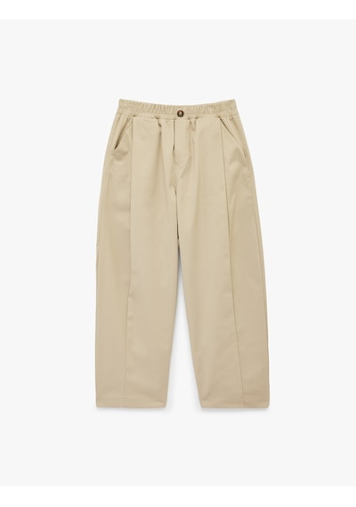 Koton Pileli Pamuklu Oversize Gabardin Kumaş Pantolon Bej 6skb40089tw Ekru
