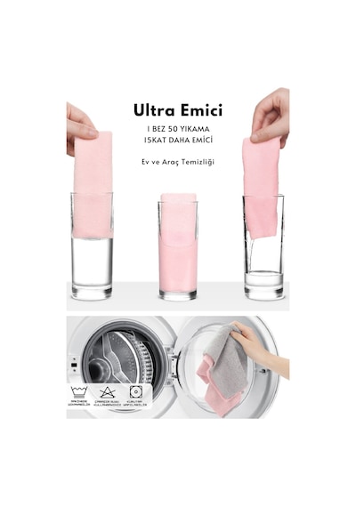 Çok Amaçlı Rulo Mikrofiber Temizlik Bezi 30x30 60 Yapraklı Gri - Pembe 2x30 Lu Paket Pembe - Gri