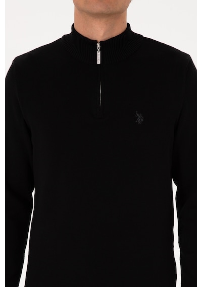 U.S. Polo Assn. Erkek Slim Fit Yarım Fermuarlı Siyah Basic Kazak 50313695-VR046 U.S. Polo Assn. Erkek Slim Fit Yarım Fermuarlı Siyah Basic Kazak 50313695-VR046