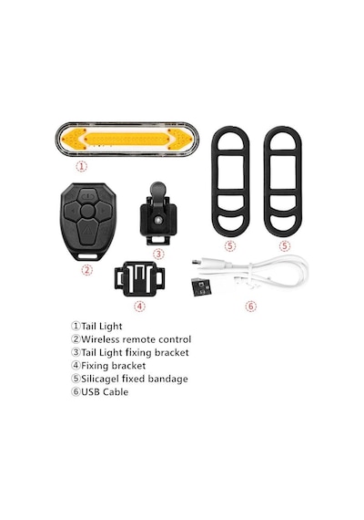 Forte GT Bisiklet Arka Işık USB şarjlı Led Sağ-Sol Sinyalli Xbyc 6130 Siyah