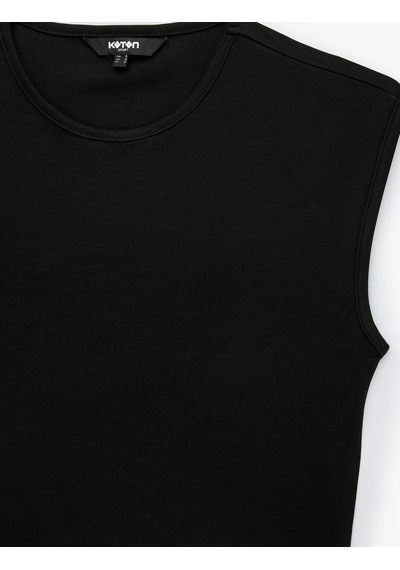 Koton Modal Karışımlı Kolsuz Bisiklet Yaka Spor Tişört Siyah 6sak10308nk