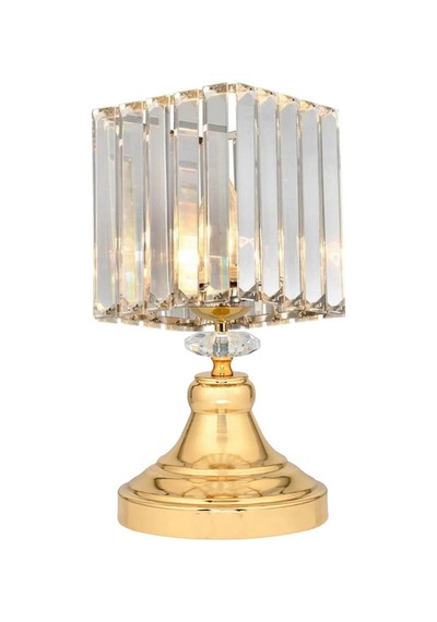 2 Adet Masa Lambası Gece Lambası Komidin Üstü Abajur Gold Kristal