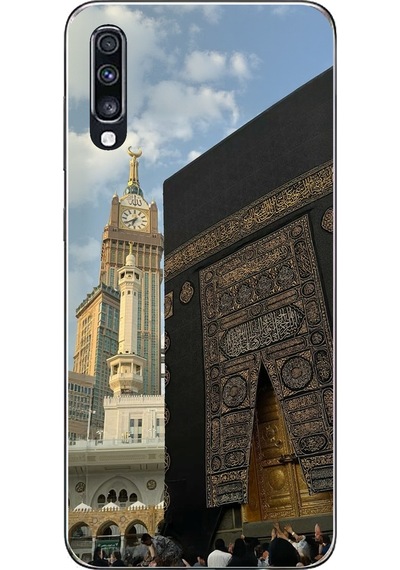 Samsung Galaxy A70 Uyumlu Manevi Huzur Kabe Kapısı Umre Baskılı Silikon Kılıf Renkli
