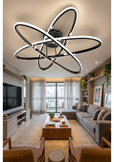 Atom Plafonyer Salon - Oturma Odası Led Avizesi Renkli