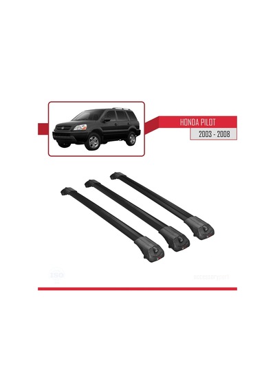 Honda Pilot 2003-2008 Arası İle Uyumlu Ace-1 Ara Atkı Tavan Barı Siyah 3 Adet Bar