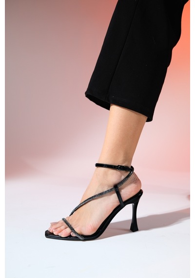 Luvishoes Almeria Siyah Kadın Yüksek Topuklu Abiye Ayakkabı Siyah