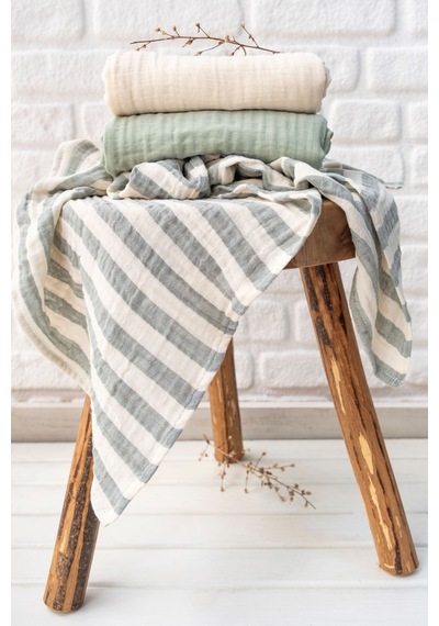 Müslin Örtü & Battaniye 3'lü Set %100 Pamuk Oeko-teks Sertifikalı 80x70 Cm Yeşil