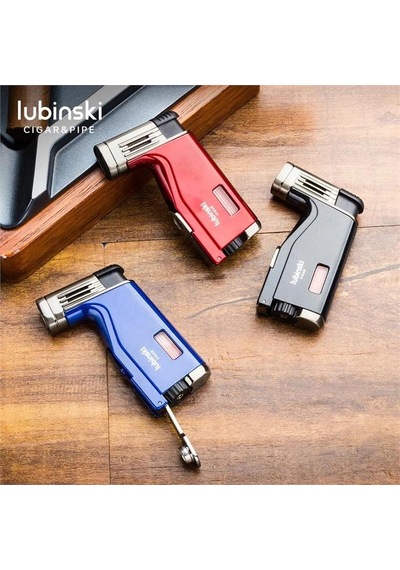 Lubinski Cigar Delicili Çift Torch Puro Çakmağı Kırmızı Lb-142