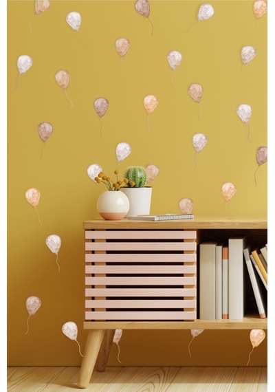 MSticker Soft Kahve Tonlarda Uçan Balonlar Çocuk Odası Dekorasyon Sticker Seti
