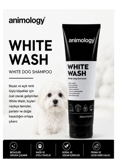 Animology White Wash Beyaz Tüylü Köpekler İçin Beyazlık Verici Köpek Şampuanı 250 Ml