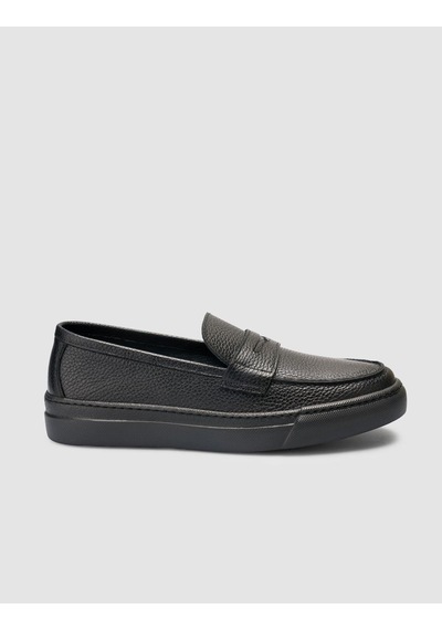 Cabani %100 Hakiki Deri Siyah Bantlı Erkek Loafer Siyah