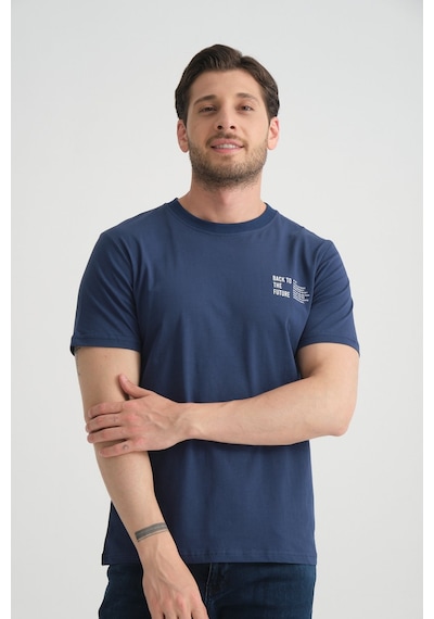 Shooter Sportwear Shooter Erkek Pamuklu T-shirt Premium Kalite Minimal Tasarım Regular Kalıp İndigo