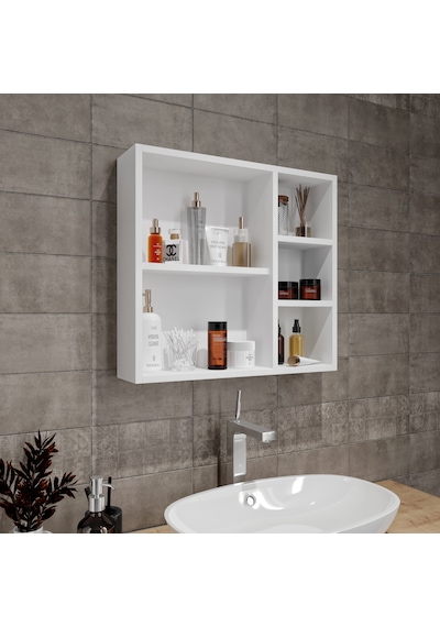 Ayna Kapaklı Tamamen Mdf Banyo Dolabı Beyaz