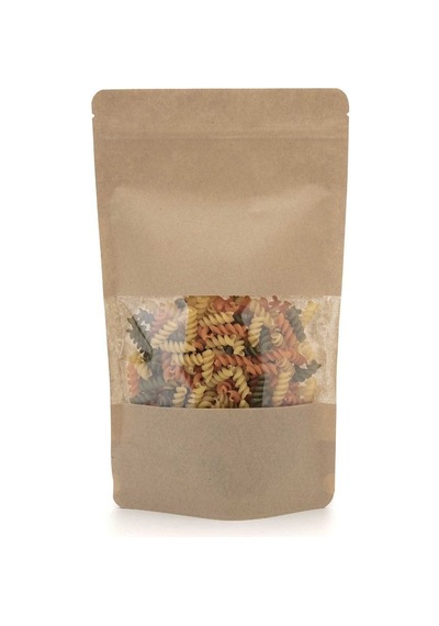 Packtory Pencereli Kraft Kilitli Doypack Ambalaj 25X34+6 cm. 1500 Gr. - 50 Adet