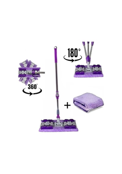 Fayans Duvar Yüzey Temizlik Mikrofiber Mandallı Mop + Yedek Bez