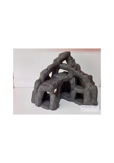 3d Akvaryum Dekoru Köşe Yuvarlak Delikli Mağara 3d02 34x26x25h