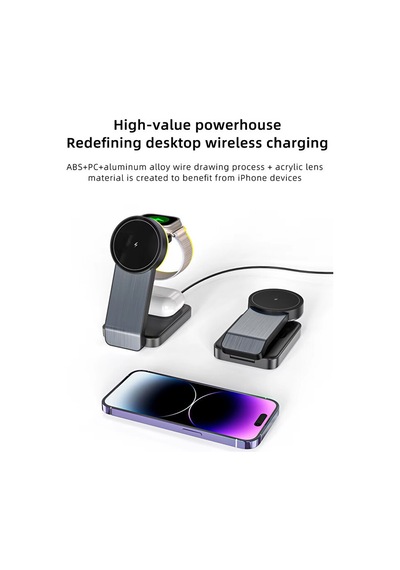 3in1 Magsafe Uyumlu 15w Kablosuz Şarj Standı İphone Ve Apple Watc