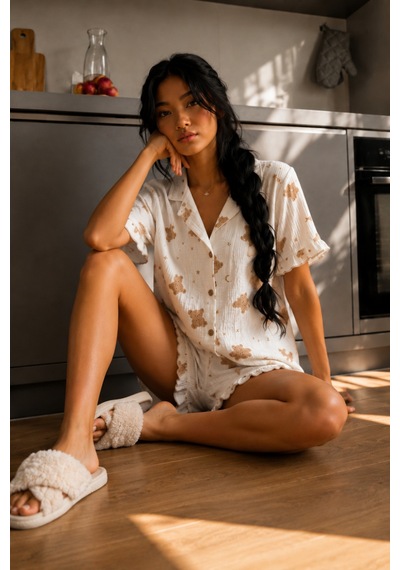 Kadın Cool Elastanlı Kar Beyaz Pijama Takımı