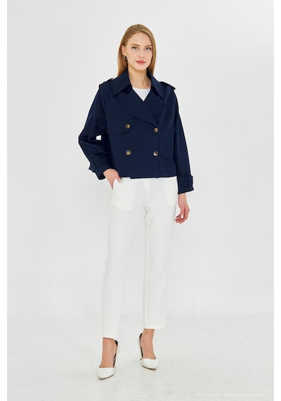 Pastelastore %100 Pamuk Gabardin Astarlı Oversize Geniş Kalıp Kadın Crop Kısa Trençkot 1122 Lacivert Pastelastore %100 Pamuk Gabardin Astarlı Oversize Geniş Kalıp Kadın Crop Kısa Trençkot 1122 Lacivert