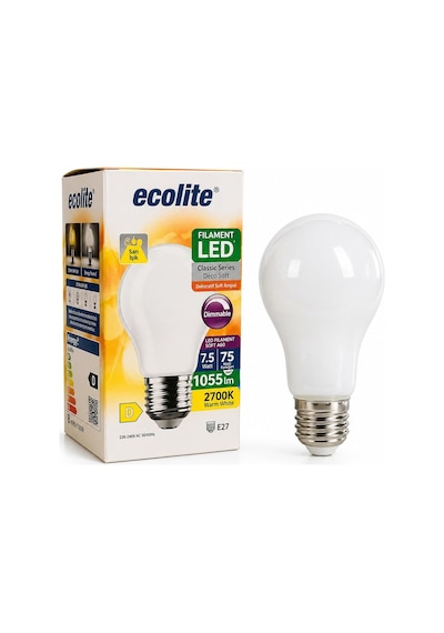 7.5w Led Filament Soft Ampul Dimmer Uyumlu 75w Eşdeğer 1055 Lümen E27 Duy 2700k Sarı Işık Dekoratif Led Ampul
