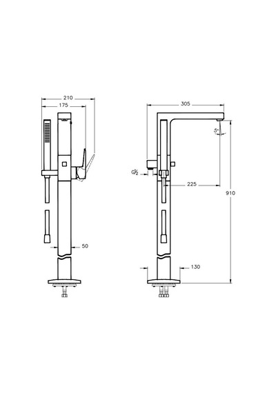 Artema Root Square Yerden Küvet Bataryası Krom A42760 Krom