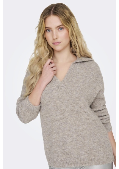 Only Onlmaggıe Lıfe Ls Splıt Neck Cc Knt Koyu Bej 15324310 Koyu Bej