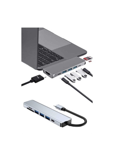 Usb Type-c Hub Çoklayıcı Dönüştürücü Çevirici Apple MacBook Uyumlu 8 Portlu 0