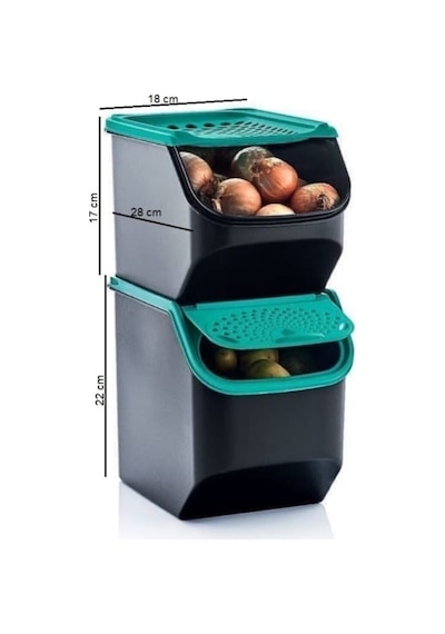 Tupperware Hsgl Maksi Midi Patates Soğan Saklama Kabı 2'li Siyah