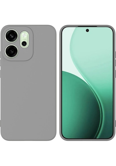 Oppo Reno 14F Uyumlu Silikon Kılıf - Kamera Korumalı Esnek Pastel Renk Kapak - Gri