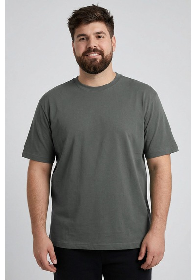 Tommy Life Çağla Basic Kısa Kol O Yaka Büyük Beden Erkek T-shirt - 88072 Çağla Yeşili