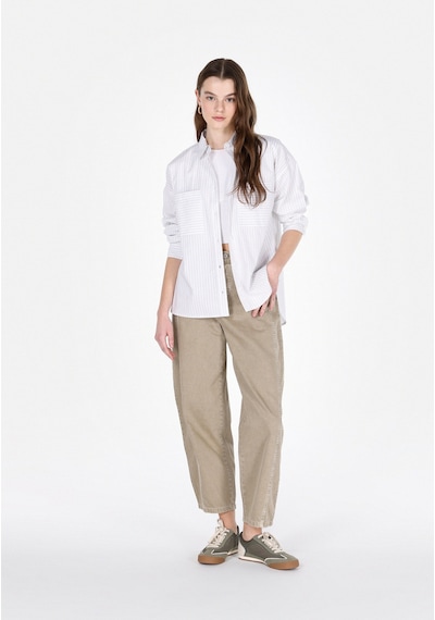 Colin's Colins Regular Fit Shirt Neck Çizgili Kadın Beyaz Uzun Kol Gömlek Cl1073325 Cl1073325 Q1.v1 Wht Beyaz