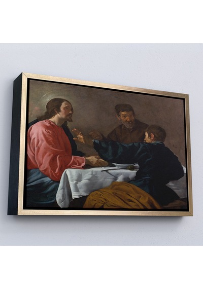 Ahşap Çerçeveli Diego Velázquez - Emmaus'ta Akşam Yemeği Tablo - The Supper At Emmaus-7145