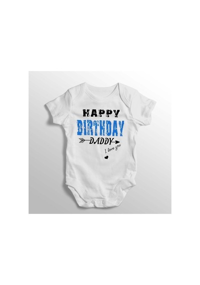 Babylimon Happy Birthday Daddy I Love You Erkek Yazılı Baskılı Bebek Zıbını Beyaz - 132207356 Beyaz