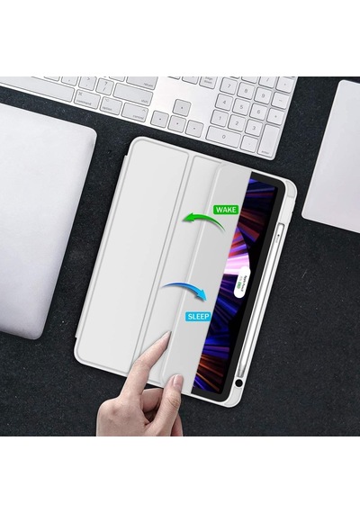 Apple Uyumlu iPad, Pro 12.9 5. Nesil 2021 Kılıf Kalem Bölmeli Smart Case