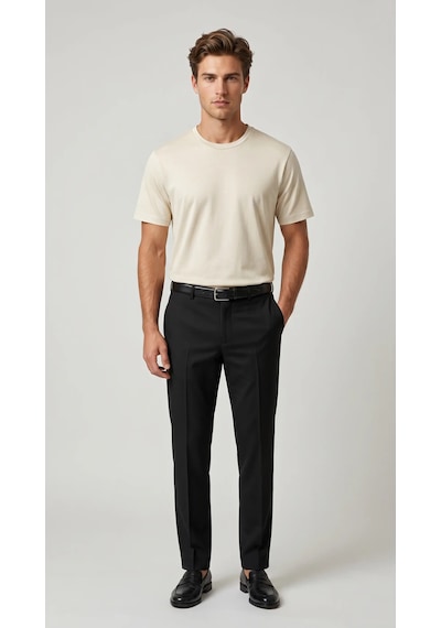 Lenasso Soft Touch Basic Erkek T-shirt Ekru