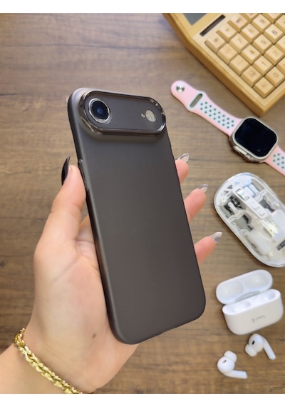 Apple iPhone 17 Air Uyumlu Süper İnce Mat Ultra Thin Silikon Kılıf Buzlu Siyah