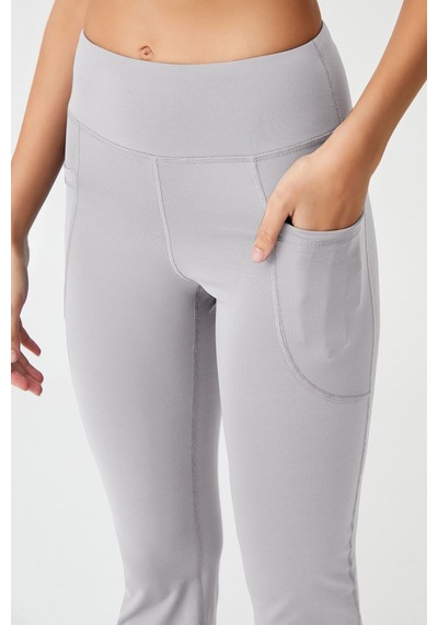 Los Ojos Kadın Gri Yüksek Bel Toparlayıcı Çift Cepli İspanyol Paça Tayt Bootcut Gri