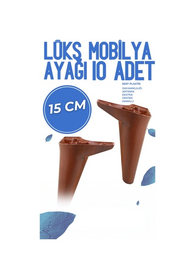 10 Adet 15 Cm Mobilya Ayak Seti Ahşap Desenli Kanepe Koltuk Tv Ünitesi Yükseltici Ayak Kanepe Ayağı Kahverengi Kahverengi