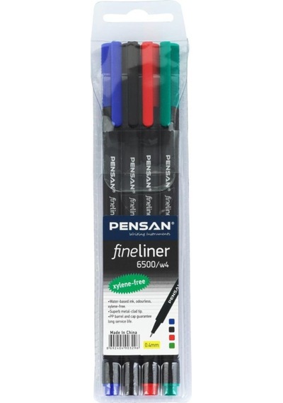 6500 Fineliner Keçe Uç Kalem 0,4 Mm Karışık Renk 4 Lü Set Pe6500flmsky4s