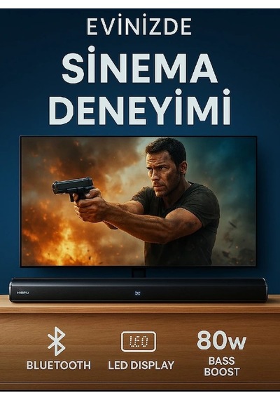 Hepu Hp-tv05 80w Güçlü Bluetooth Soundbar Led Display, Aux/usb/tf, Hd Kumandalı