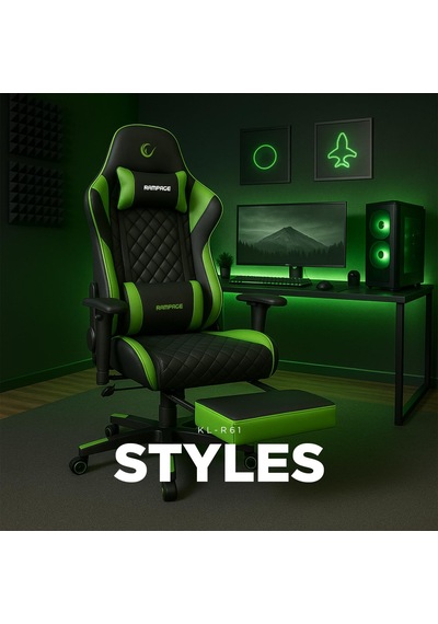 Styles Kl-r61 Yeşil/siyah Gaming Oyuncu Koltuğu Çok Renkli