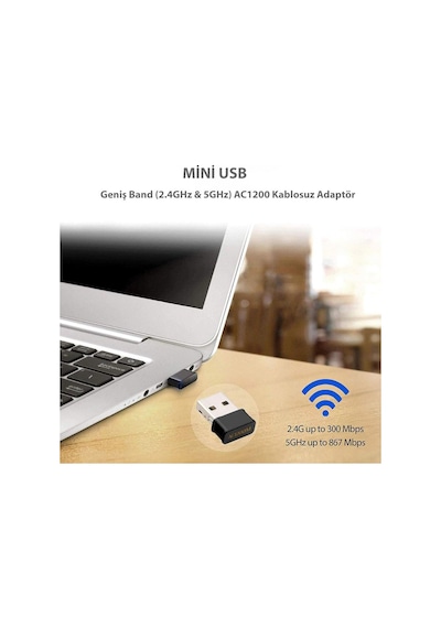 Dailytech Wi-Fi Adaptör Kablosuz Çift Antenli 1200Mbps USB 3.0 5G