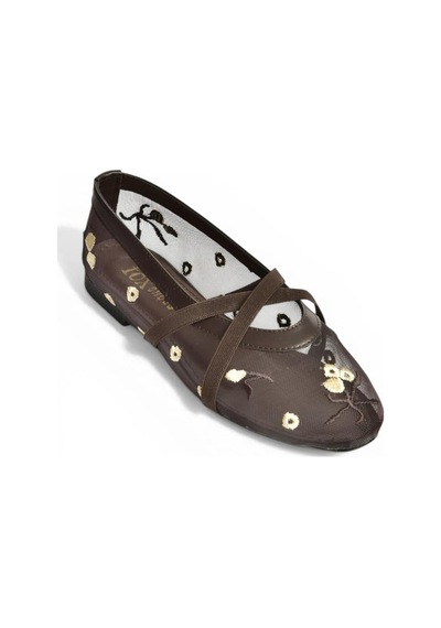 Fox Shoes Y811897015 Kahverengi File Çiçek Motifli Kadın Babet