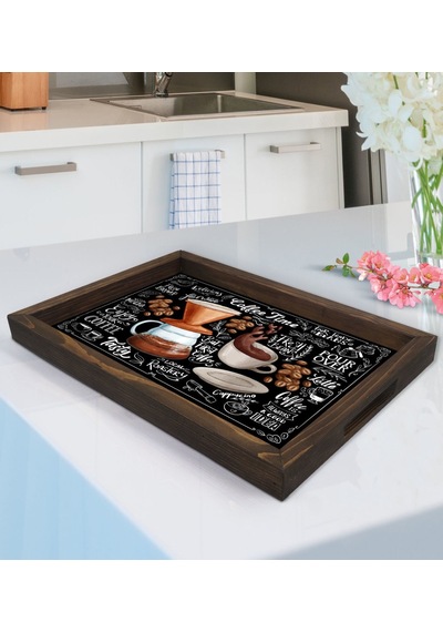 Bk Gift Coffee Tasarımlı Ahşap Tepsi-3