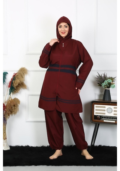 Akbeniz Büyük Beden Tesettür Mayo 7xl-8xl-9xl-10xl Bordo 55010-bordo Bordo