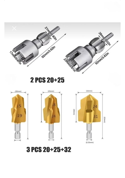 Rekotools -pprc Pvc Su Borusu Diş Açma Seti 5 Parça Havşa Pah Açma Aparatı Tesisatçı Kılavuz Seti