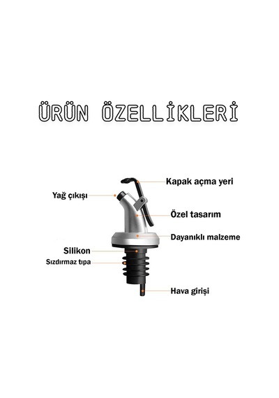 Yağdanlık Ucu 3'lü Şişe Ucu Tıpası Akıtmaz Yağlık Cam Şişe Başlığı Limon Sirke Sıvıyağ Şişesi Aparat Diğer