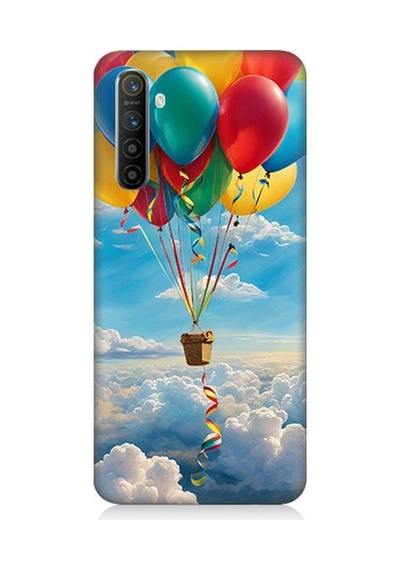 Realme X2 Uyumlu Renkli Uçan Balonlar Desenli Silikon Kılıf